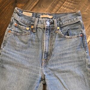 Levi Classic Light Wash Ribcage Wide Leg Jeans